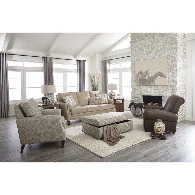 England 2500/N Series 2505N 8806 Contemporary Sofa with NailHead Trim